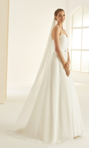 Brudeslør S361 i blød glimmertyl med cut edge-kant 185 cm | bridalstore.dk
