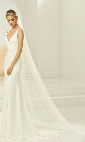 Brudeslør S388 i blød tyl med corded edge (snorekant) 250 cm | bridalstore.dk