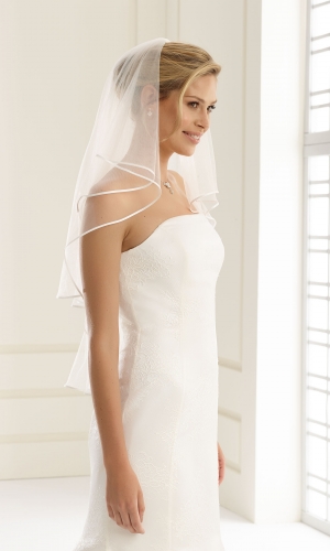 Brudeslør S5B i blød tyl med satinkant 90 cm | bridalstore.dk