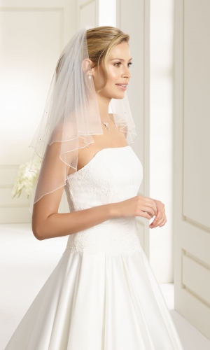 Brudeslør S71 i blød tyl med corded edge (snorekant) 80 cm | bridalstore.dk
