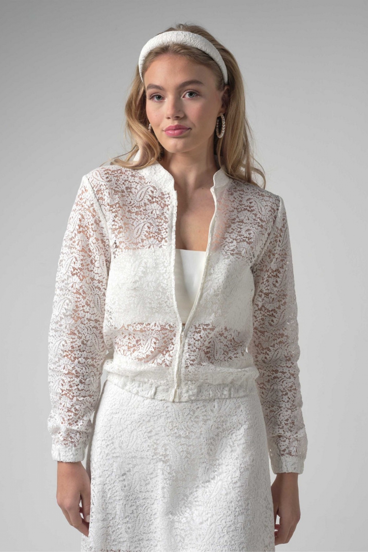 Bomberjakke Gita ivory | bridalstore.dk