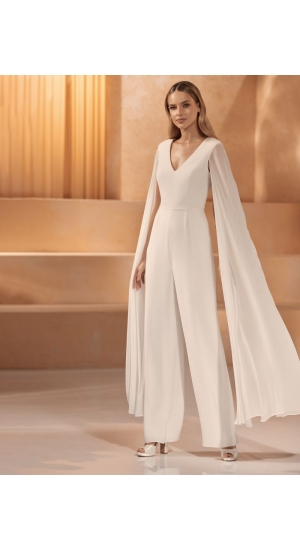 Buksedragt hvid til brude med kappe