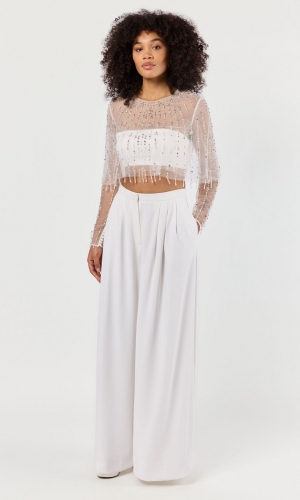 Bukser Gem Crêpe Dana ivory | bridalstore.dk