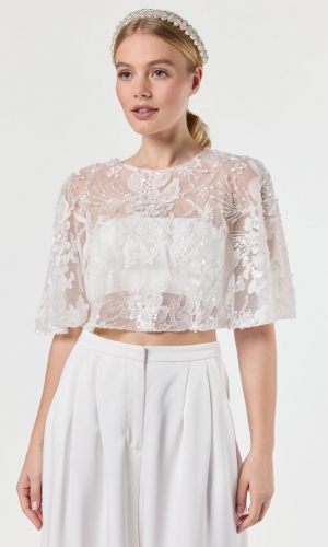 Cape Lace Short ivory | bridalstore.dk