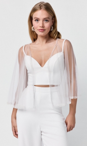Cape Pearls 50cm ivory | bridalstore.dk