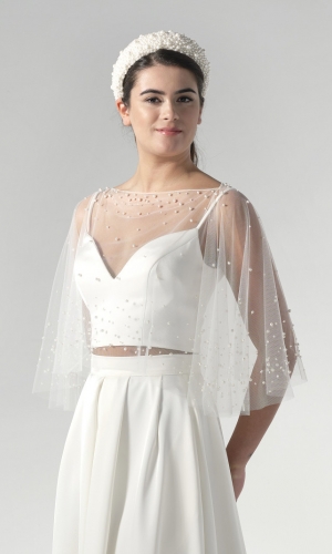 Cape Pearls ivory | bridalstore.dk