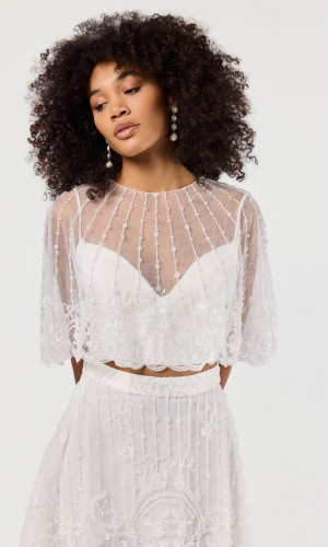 Cape Short Jenna ivory/silver | bridalstore.dk