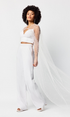 Cape Tulle-Pearls 200cm ivory | bridalstore.dk