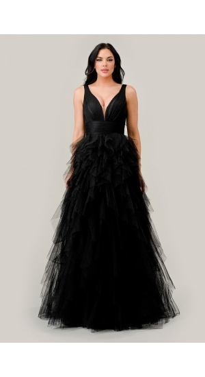 Cidia festkjole med fryns