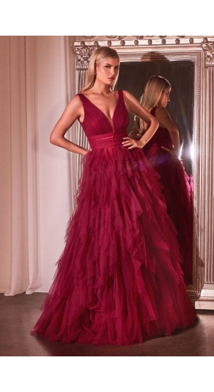 Cidia festkjole med fryns