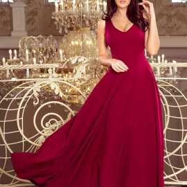 CINDY lang kjole i bordeaux