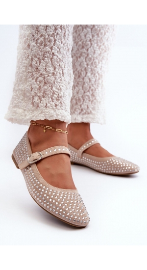Brude sko flade til bred fod ballerina beige /champagne Brude sko flade til bred fod ballerina beige /champagne