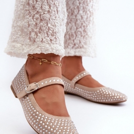 Brude sko flade til bred fod ballerina beige /champagne