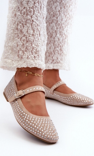 Brude sko flade til bred fod ballerina beige /champagne