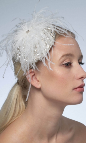 Fascinator ivory/silver | bridalstore.dk