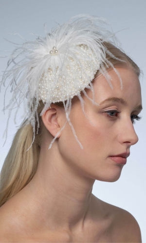 Fascinator Pearls and Feathers ivory | bridalstore.dk