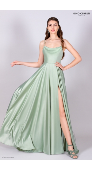 Silke festkjole mintgrøn med stropper