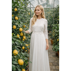   2026 brudekjole blonde dyb ryg og lange ærmer 