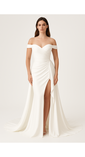 Brudekjole 315 med ekstra skørt med tager af og på Brudekjole 315 med ekstra skørt med tager af og på