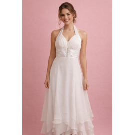   Hvid enkel kjole med chiffon