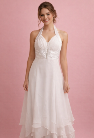   Hvid enkel kjole med chiffon