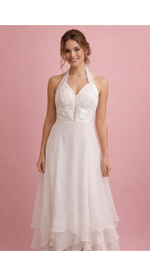   Hvid enkel kjole med chiffon