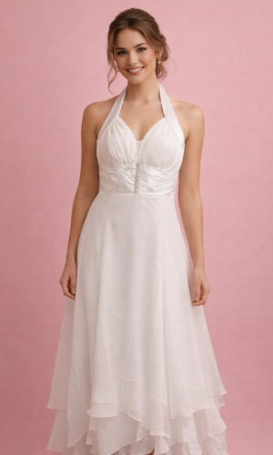   Hvid enkel kjole med chiffon