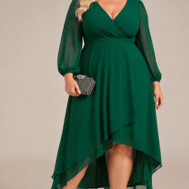  Nora 3 plussize  enkel chiffon med v ryg og let skørt i flere farver