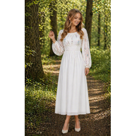 Josepfine 3 blomster lang konfirmations kjole