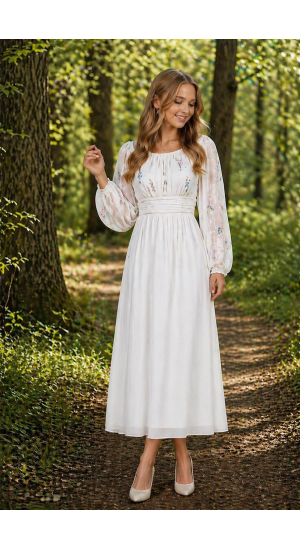 Josepfine 3 blomster lang konfirmations kjole