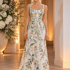   Blomster kjole Jane Med farverige blomster fra bridalstore.dk