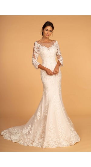 GL BRUDEKJOLE med blonde lange ærmer gl2592 GL BRUDEKJOLE med blonde lange ærmer gl2592