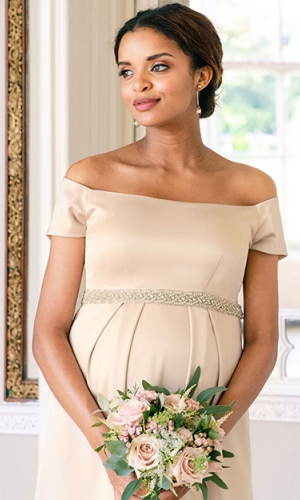 Graviditets festkjole Aria champagne | bridalstore.dk