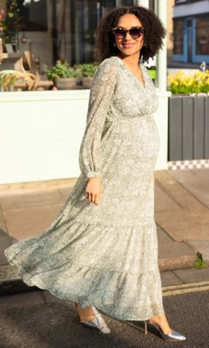 Graviditets festkjole Bella botanisk grøn | bridalstore.dk