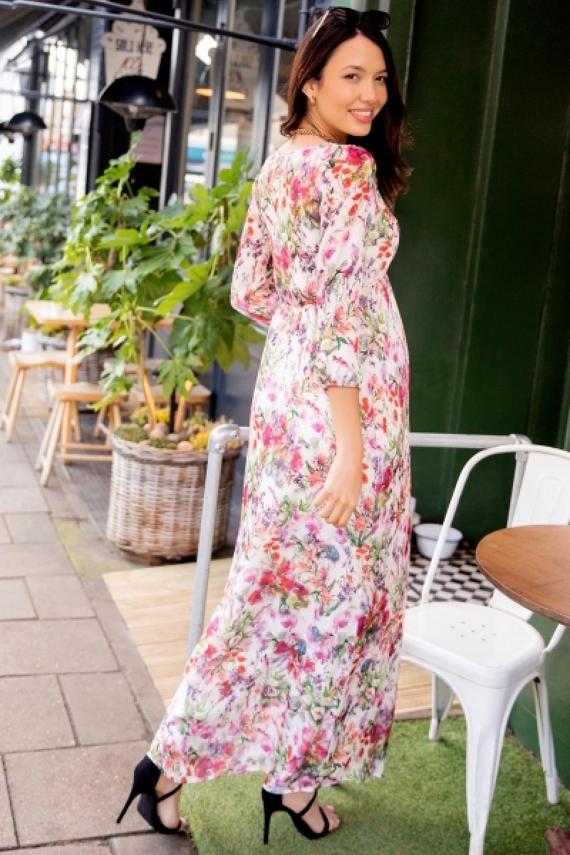 Graviditets festkjole Lucy blomsterengsprint | bridalstore.dk