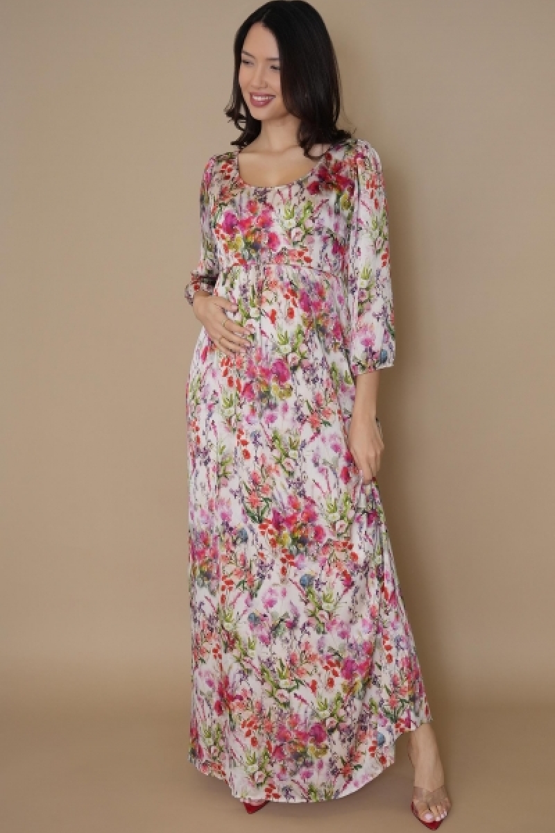 Graviditets festkjole Lucy blomsterengsprint | bridalstore.dk