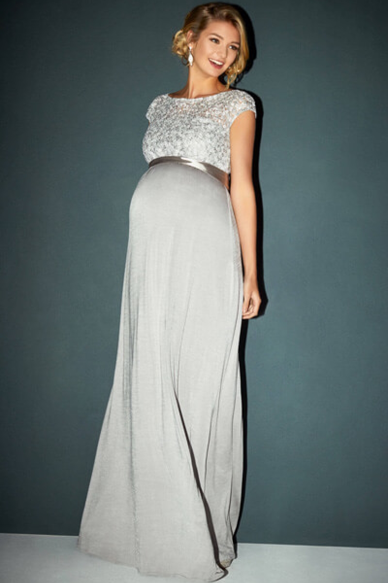 Graviditets festkjole Mia sølv | bridalstore.dk