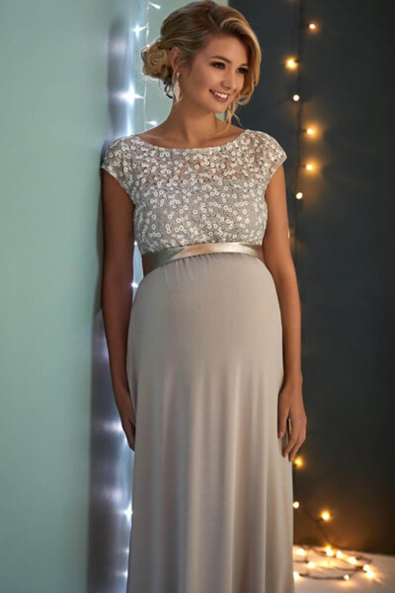 Graviditets festkjole Mia sølv | bridalstore.dk
