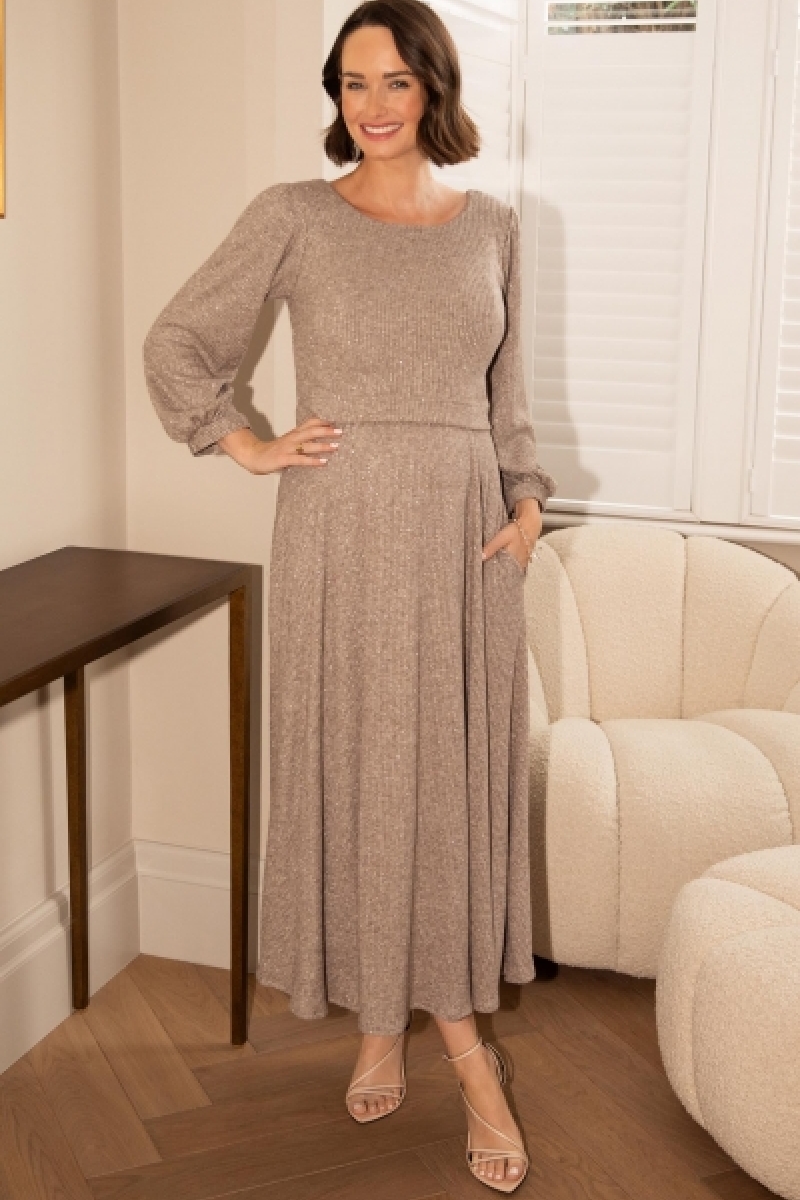 Graviditets festkjole Vivian glimmer chokolade | bridalstore.dk