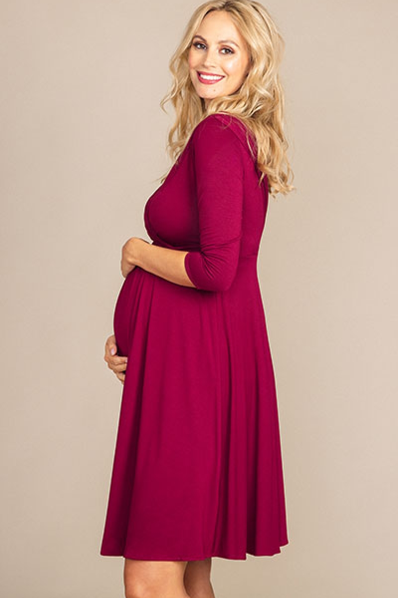Graviditets festkjole Willow bordeaux | bridalstore.dk