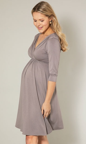 Graviditets festkjole Willow taupe grå | bridalstore.dk