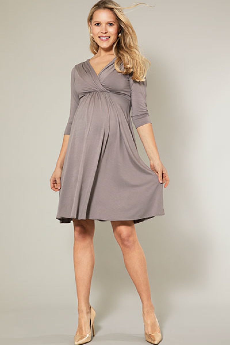Graviditets festkjole Willow taupe grå | bridalstore.dk