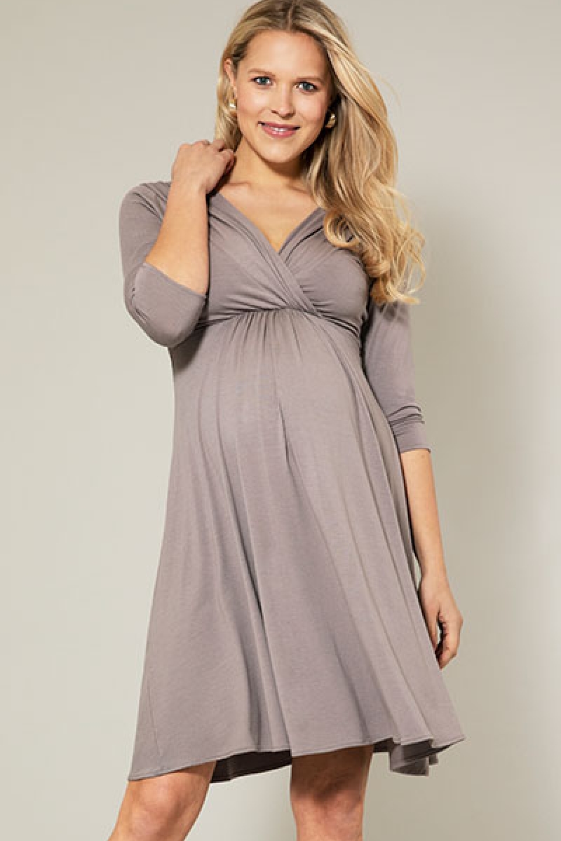 Graviditets festkjole Willow taupe grå | bridalstore.dk