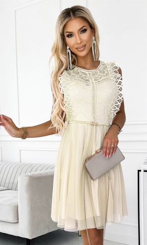 GRETA blonde midikjole i beige