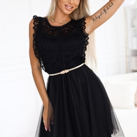 GRETA blonde midikjole i sort