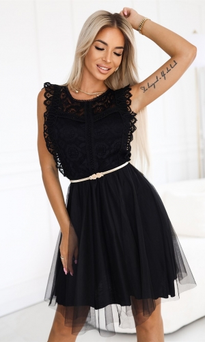 GRETA blonde midikjole i sort