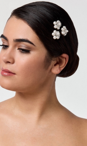 Hårnåle Matte Pearls (3 pcs) ivory/silver | bridalstore.dk