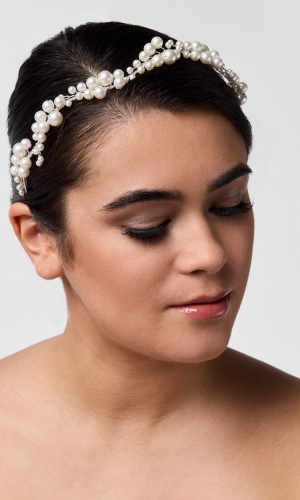 Hårsmykke Matte Pearls ivory/silver | bridalstore.dk