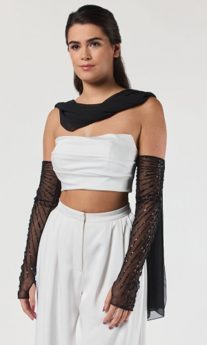Handske Joy sort | bridalstore.dk