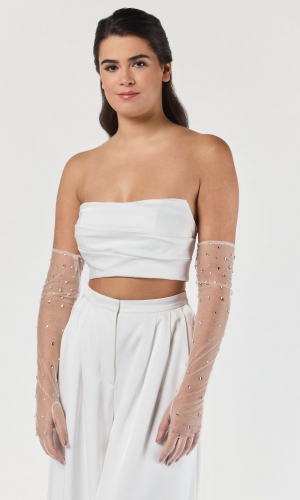 Handske Randy Strass ivory | bridalstore.dk